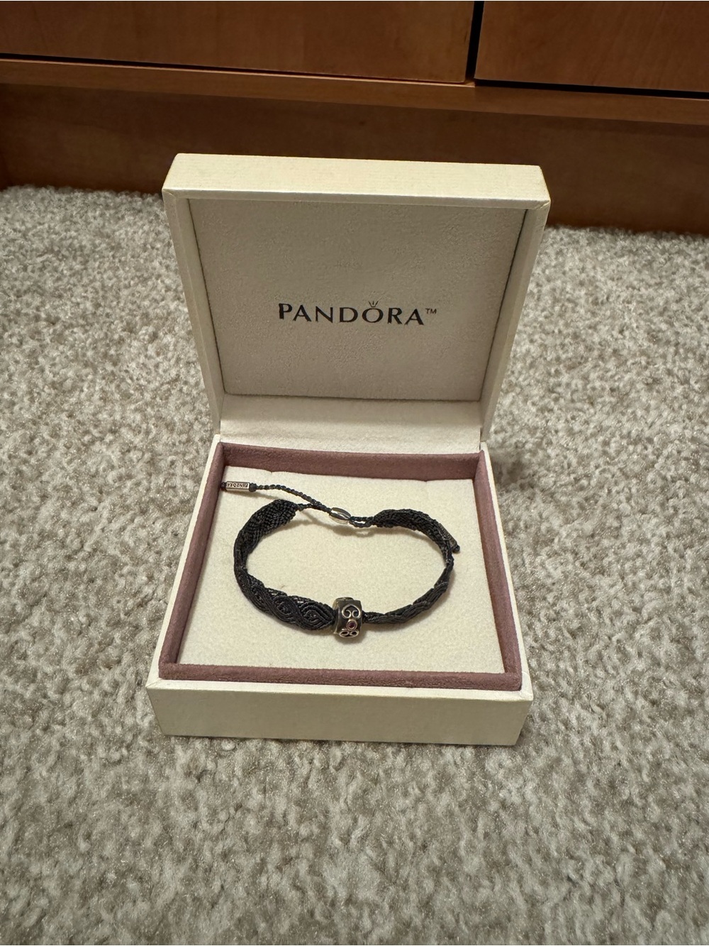 Pandora Black Braided Bracelet with Signature Charm